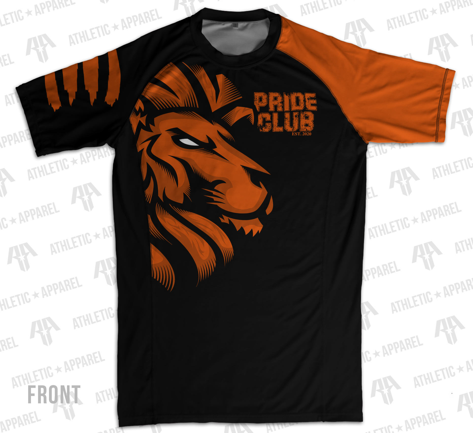 Pride Club Orange Pro-Fitness MMA Short Sleeve Rash Guard