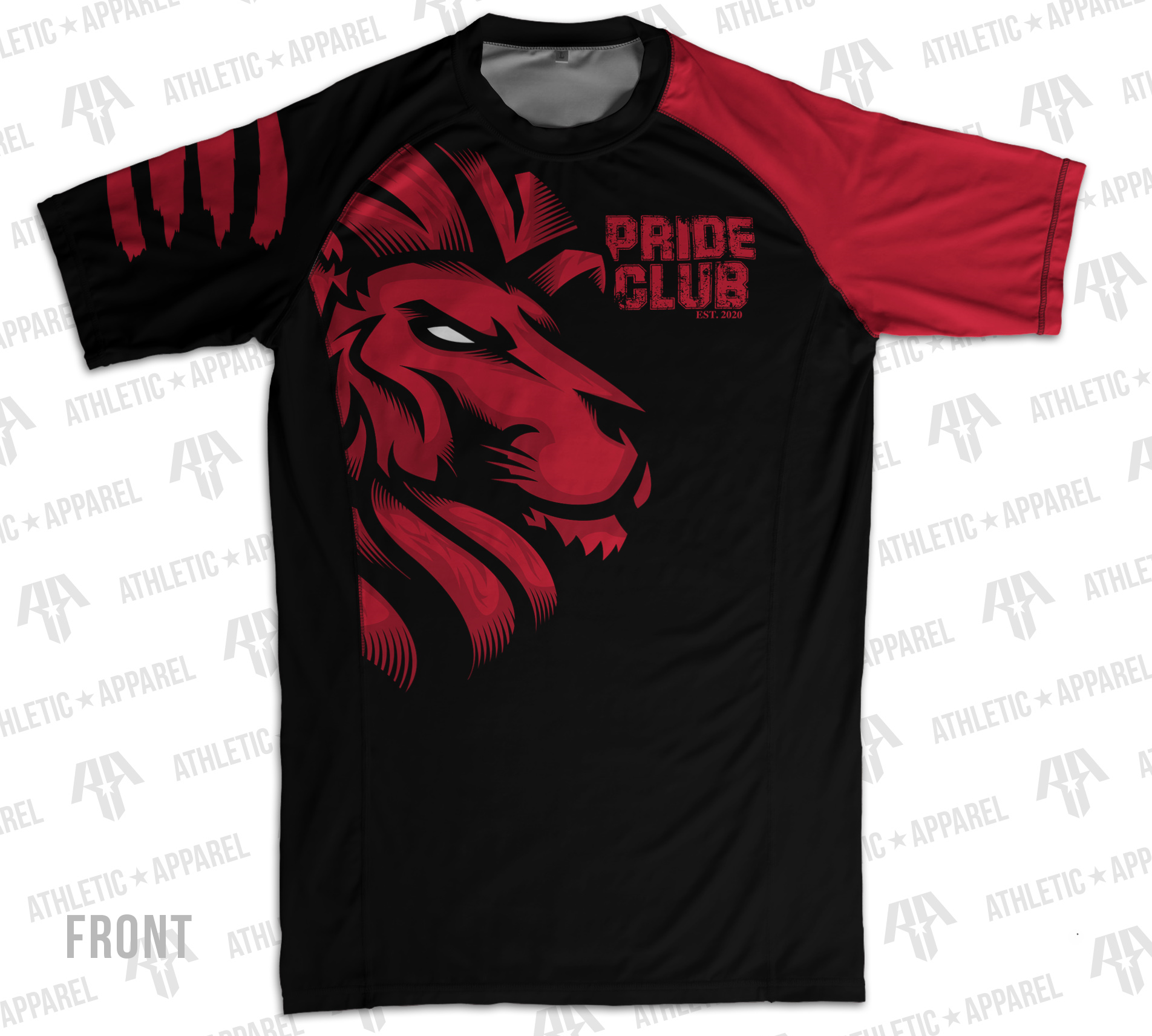 Pride Club Red Pro-Fitness MMA Short Sleeve Rash Guard